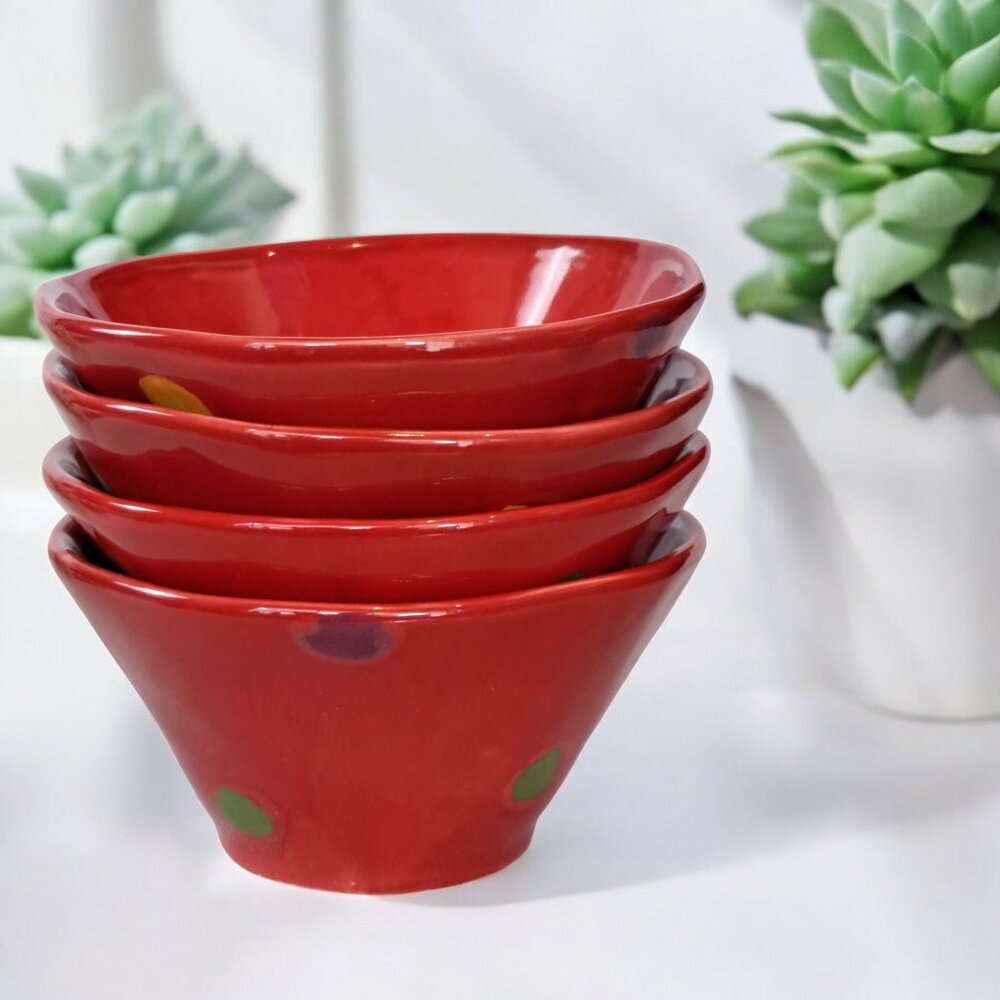Pallini By Vietri Coupe Cereal BowlSet of 4 Vietri PALLINI HOLIDAY Red Cereal - Picture 2 of 8